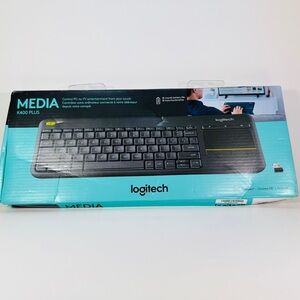 Logitech Media K400 Plus Wireless Keyboard - Black and Blue